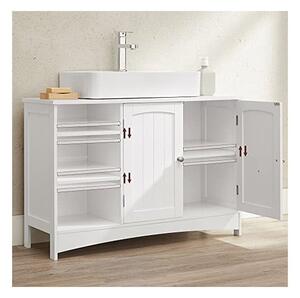 Dulap de depozitare pentru chiuveta, Vasagle, 2 usi, Alb, 90 x 30 x 60 cm