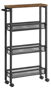 Raft depozitare cu roti, Vasagle, Negru, 45.4x13x77 cm