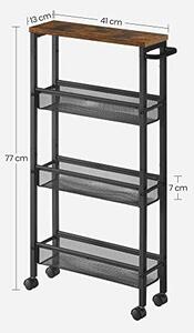Raft depozitare cu roti, Vasagle, Negru, 45.4x13x77 cm