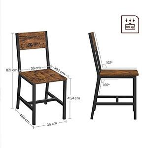 Set 2 scaune Model Norman, Negru/Maro, 50x36x87.6 cm