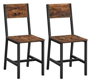 Set 2 scaune Model Norman, Negru/Maro, 50x36x87.6 cm