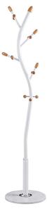 Cuier haine tip pom Sergio metal alb - culoare lemn natural D37x171cm