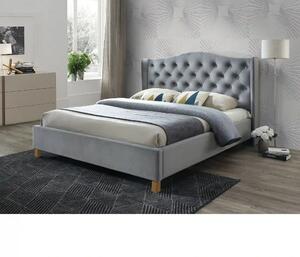 Pat 180 200 cm ASPEN, stofa catifelata gri - BLUVEL 14, cu somiera