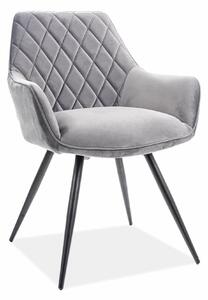Scaun LINEA, gri/negru, stofa catifelata/metal, 43x43x82 cm