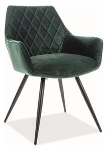 Scaun LINEA, verde/negru, stofa catifelata/metal, 43x43x82 cm