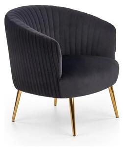 Fotoliu CROWN, negru/auriu, stofa catifelata/otel, 78x72x80 cm