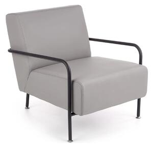 Fotoliu CUPER, gri/negru, piele ecologica/otel, 69x82x75 cm