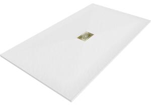 Mexen Hugo, cadă de duș dreptunghiulară SMC 150 x 100 cm, alb, capac auriu, 42101015-G