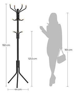 Cuier tip pom Model Wagner, Negru, 44x44x182 cm