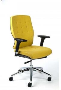 Scaun de birou MAYAH cu brațe reglabile, tapițerie din țesătură galbenă, suport pentru picioare din aluminiu, MAYAH "Sunshine"