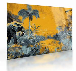 Tablou pe sticlă - Elefant în natură (70x50 cm)