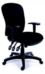 Scaun de birou MAYAH cu brațe reglabile, tapițerie neagră perlată, suport negru pentru picioare, MAYAH "Comfort"
