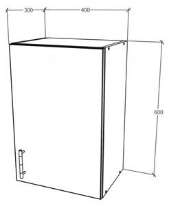 Dulap de bucătărie superioară Benita 1 ușă Antracit-alb 40x30x60 cm