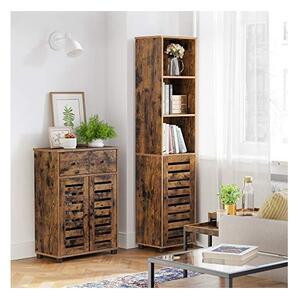 Dulap de depozitare pentru baie, Vasagle, Maro Rustic, 17 x 12 x 65 cm, BBK160X01