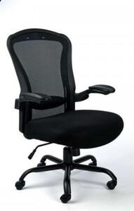 Scaun de birou MAYAH cu brațe reglabile, tapițerie din material textil negru, spătar din plasă elastică, suport pentru picioare negru, MAYAH "Grande"