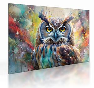 Tablou pe sticlă - Pictură de o bufniță (70x50 cm)