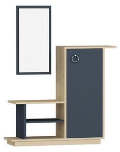 Mobilier pentru hol cu oglinda Model Ceel, Natur/Gri Inchis, 80x29.5x90 cm