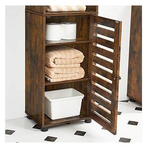 Dulap de depozitare pentru baie, Vasagle, Maro Rustic, 17 x 12 x 65 cm, BBK160X01