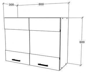 Dulap de bucătărie superioară cu 2 uși Benita Bronz Stejar-alb 80x30x60 cm