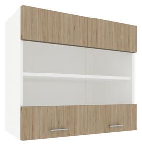 Dulap de bucătărie superioară Benita 2 uși Lemn natural-alb 80x30x60 cm