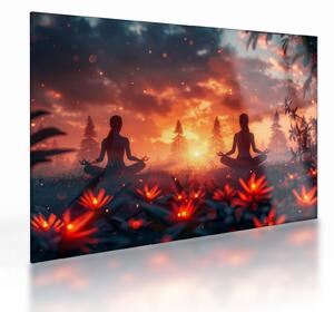 Tablou pe sticlă - Yoga în natură (70x50 cm)
