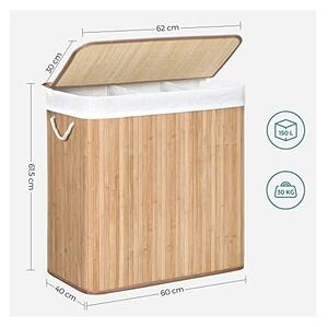 Cos de rufe, Songmics, 150L, Natural, LCB091N01, 60 x 40 x 61 cm