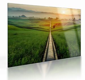 Tablou pe sticlă - Răsărit de soare peste vale (70x50 cm)