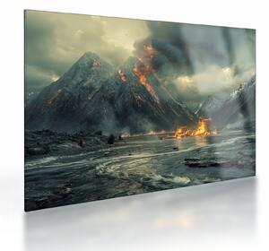 Tablou pe sticlă - Erupție vulcanică (70x50 cm)