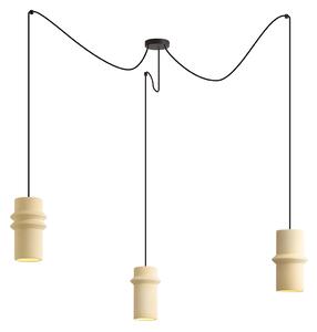 Lampă suspendată retro bej cu 3 lumini - Monti