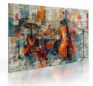 Tablou pe sticlă - Instrumente muzicale (70x50 cm)