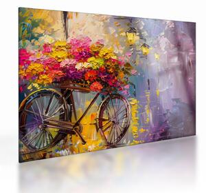 Tablou pe sticlă - Roată cu flori (70x50 cm)