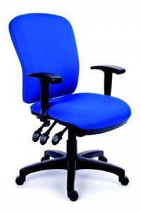 Scaun de birou MAYAH cu brațe reglabile, tapițerie din material textil albastru perlat, suport negru pentru picioare, MAYAH "Comfort"