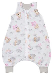 Sac de dormit de vara cu picioare 6-18 luni Kidizi Koala Dreams Pink 0.5 tog, mansete transformabile in soseta