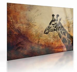 Tablou pe sticlă - Girafă, pictură (70x50 cm)