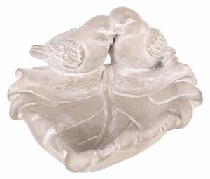 Alimentator de păsări din beton Frunză, gri , 21 x17 x 9 cm