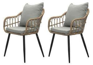 Autronic Set de scaune de grădină, 2 buc, metal,poly rattan, natural, AZ-F1406 NAT
