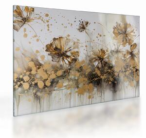 Tablou pe sticlă - pictură abstractă florală (70x50 cm)