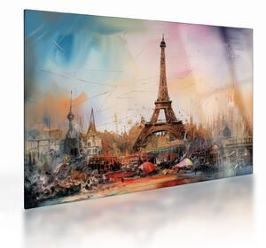 Tablou pe sticlă - Pictură a Turnului Eiffel (70x50 cm)