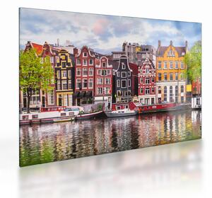 Tablou pe sticlă - Amsterdam, case de dans (70x50 cm)