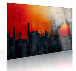 Tablou pe sticlă - Pictura abstractă a orașului (70x50 cm)