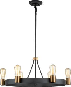 Quintiesse QN-SILAS-6P-DZ - Candelabru SILAS pe tijă, 6xE27/60W/230V, negru/auriu