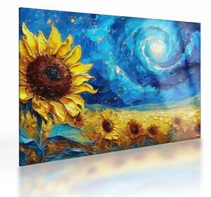 Tablou pe sticlă - Pictura floarea-soarelui (70x50 cm)