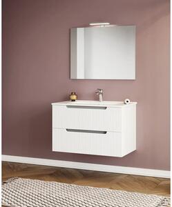 Set mobilier baie Savinidue Ibiza 80, incl. bază lavoar, lavoar ceramic și oglindă LED