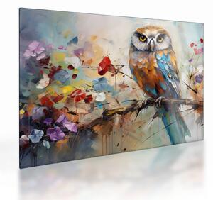 Tablou pe sticlă - Bufniță pictată (70x50 cm)
