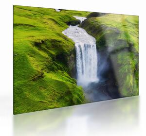 Tablou pe sticlă - Cascada Skogafoss (70x50 cm)