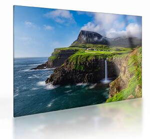Tablou pe sticlă - Cascada Múlafossur (70x50 cm)