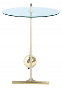 Masuta de cafea rotunda din sticla Pendulum 46x46x60 cm alb/auriu
