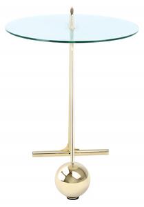 Masuta de cafea rotunda din sticla Pendulum 46x46x60 cm alb/auriu