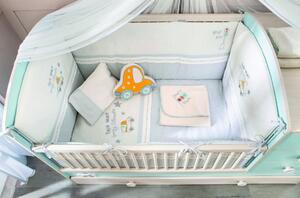 Baby Boy (75 x 115) Set cuvertură de pat pentru bebeluși albastru alb portocaliu