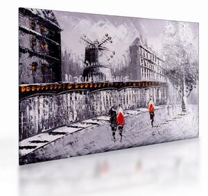 Tablou pe sticlă - Pictură în ulei a orașului II. (70x50 cm)